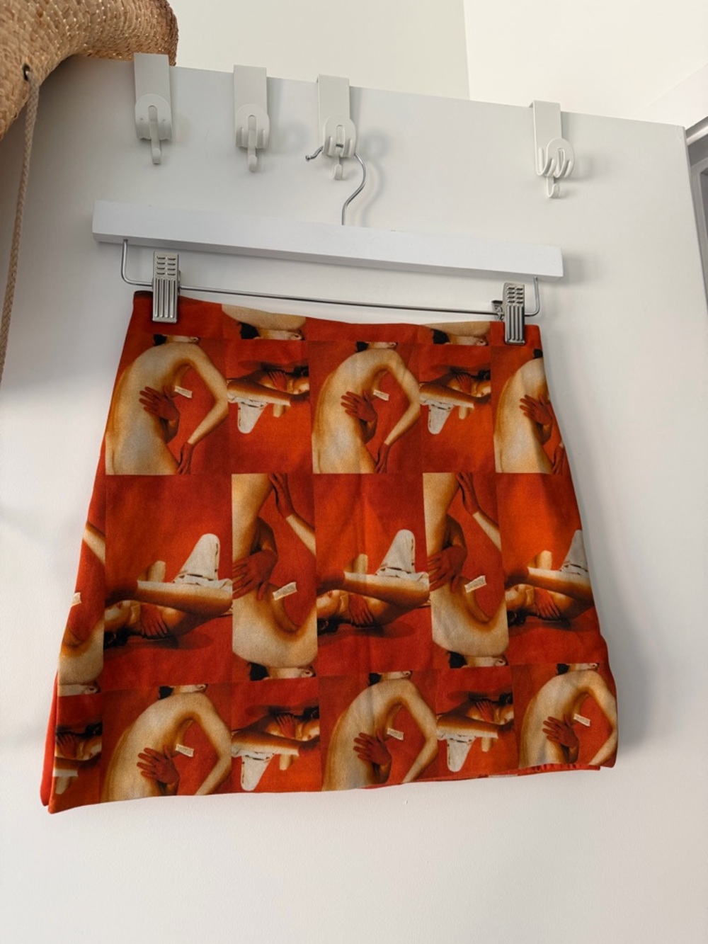 Tiger Mist Red Orange Graphic-Block Mini Skirt